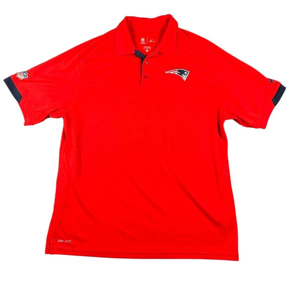 Nike Polo Shirt Mens Large Red New England Patriots NFL On Field Apparel - Picture 1 of 15